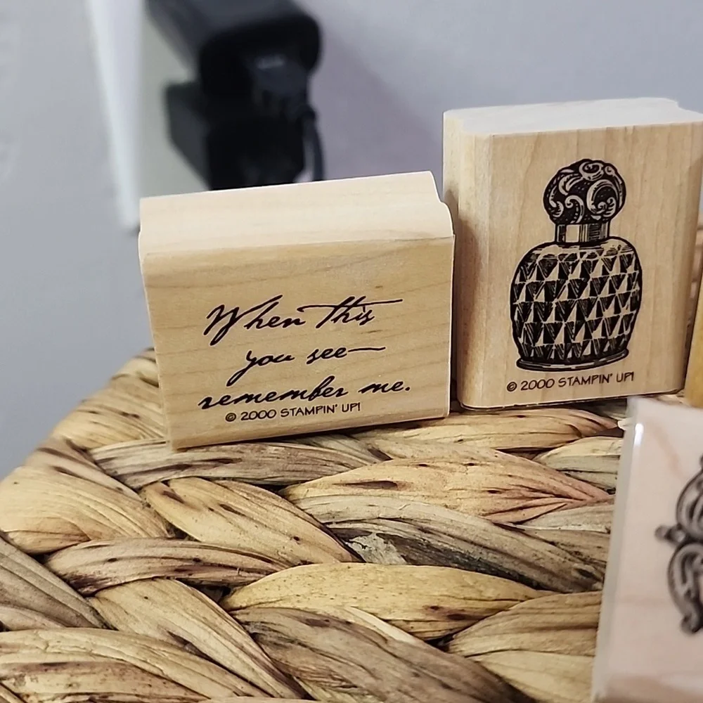 Vintage Stampin' Up Antique Collectibles Wood Mounted Rubber Stamp Set